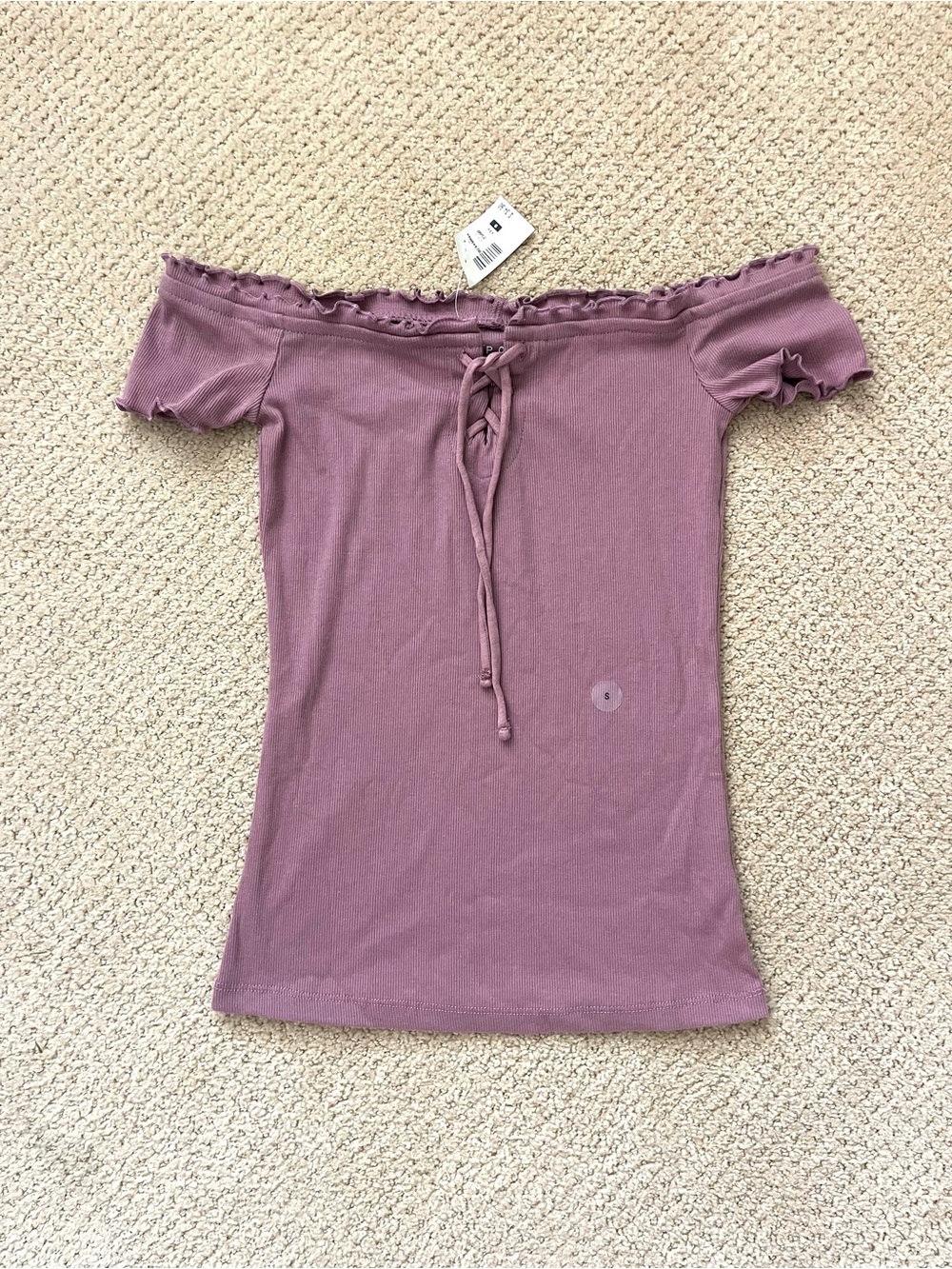 NWT Aeropostale Dusty Rose Off the Shoulder Ruffle Detail Tie Front Top